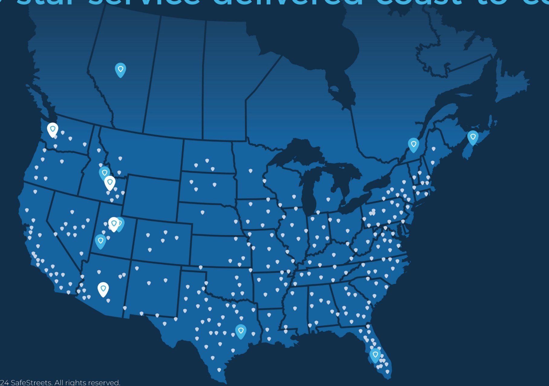 Map of SafeStreets coverage across North America